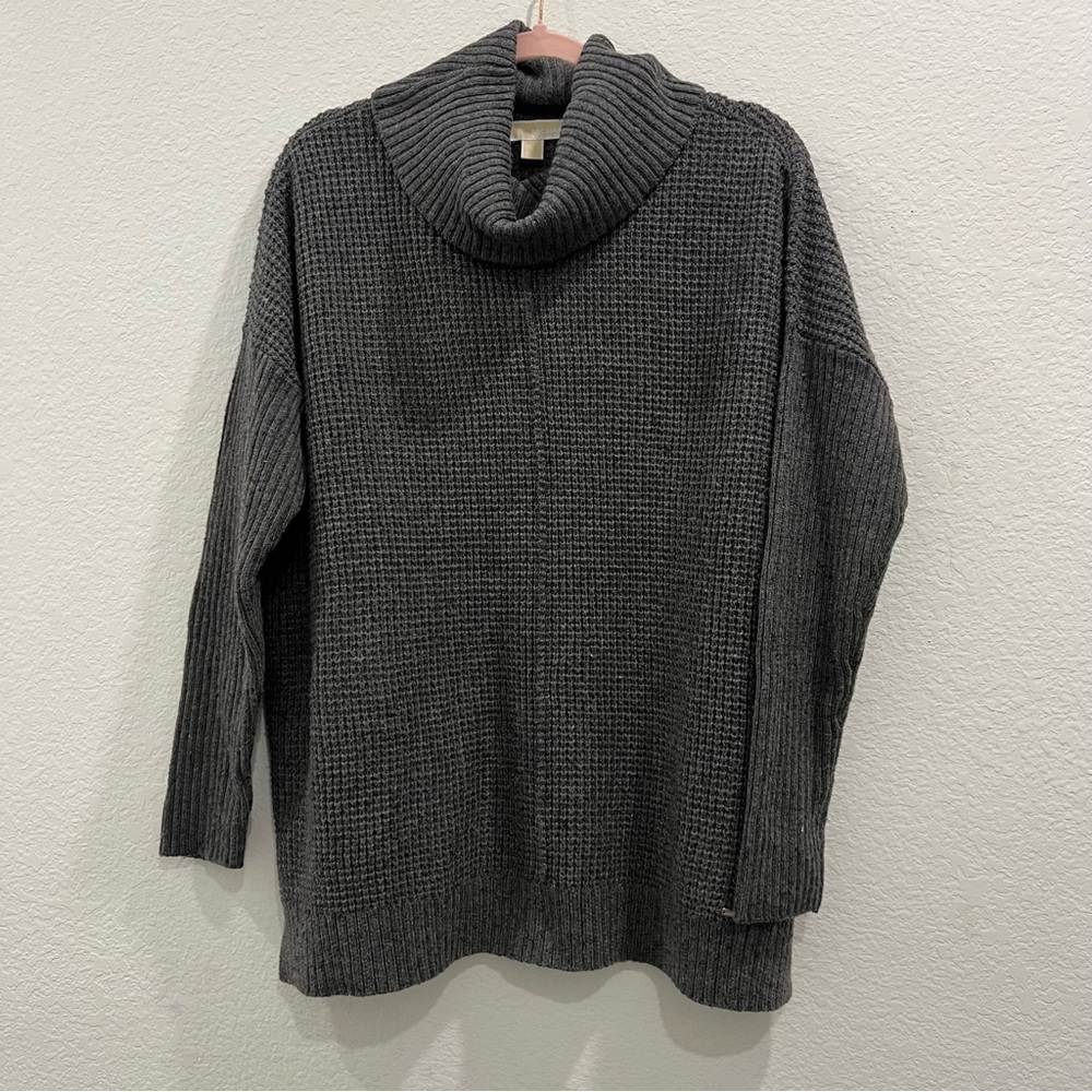 MICHAEL KORS Sweater Women Large Gray Turtle Neck Pullover Loose Fit wool cotton